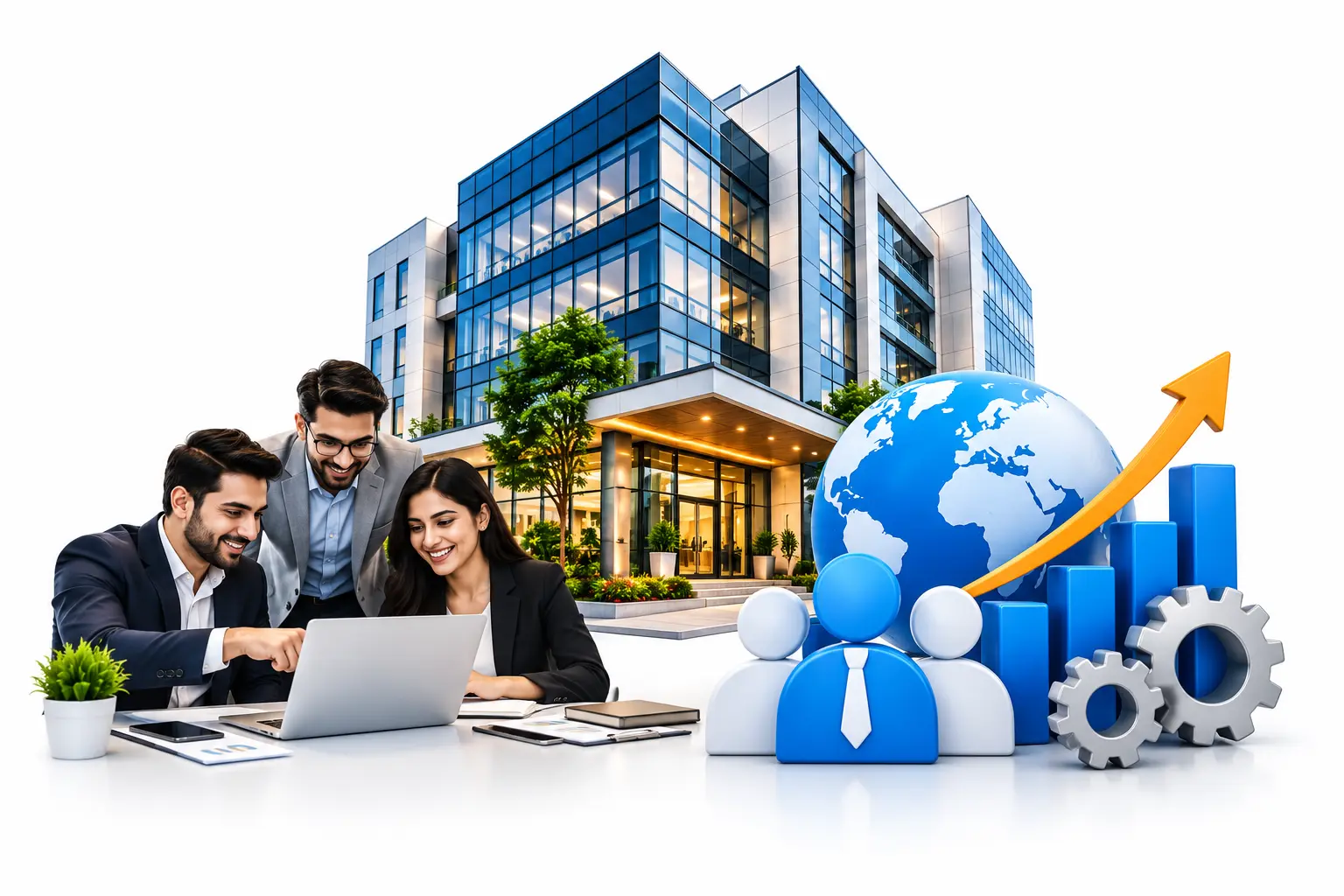 Modern Corporate Headquarters and Teamwork